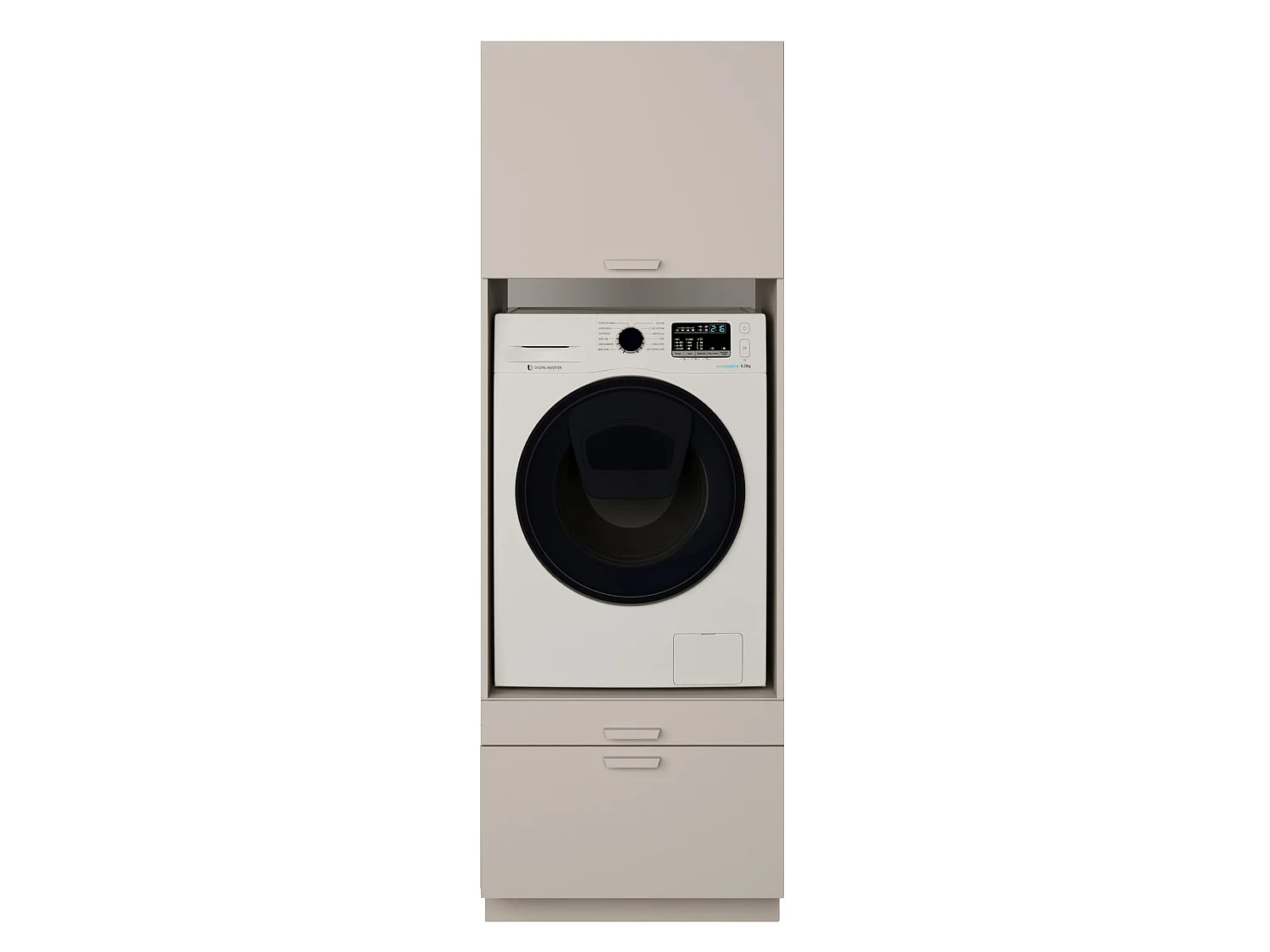 Wasmachinekast 68 cm met lade en plank – Kasjmiergrijs – HOLV