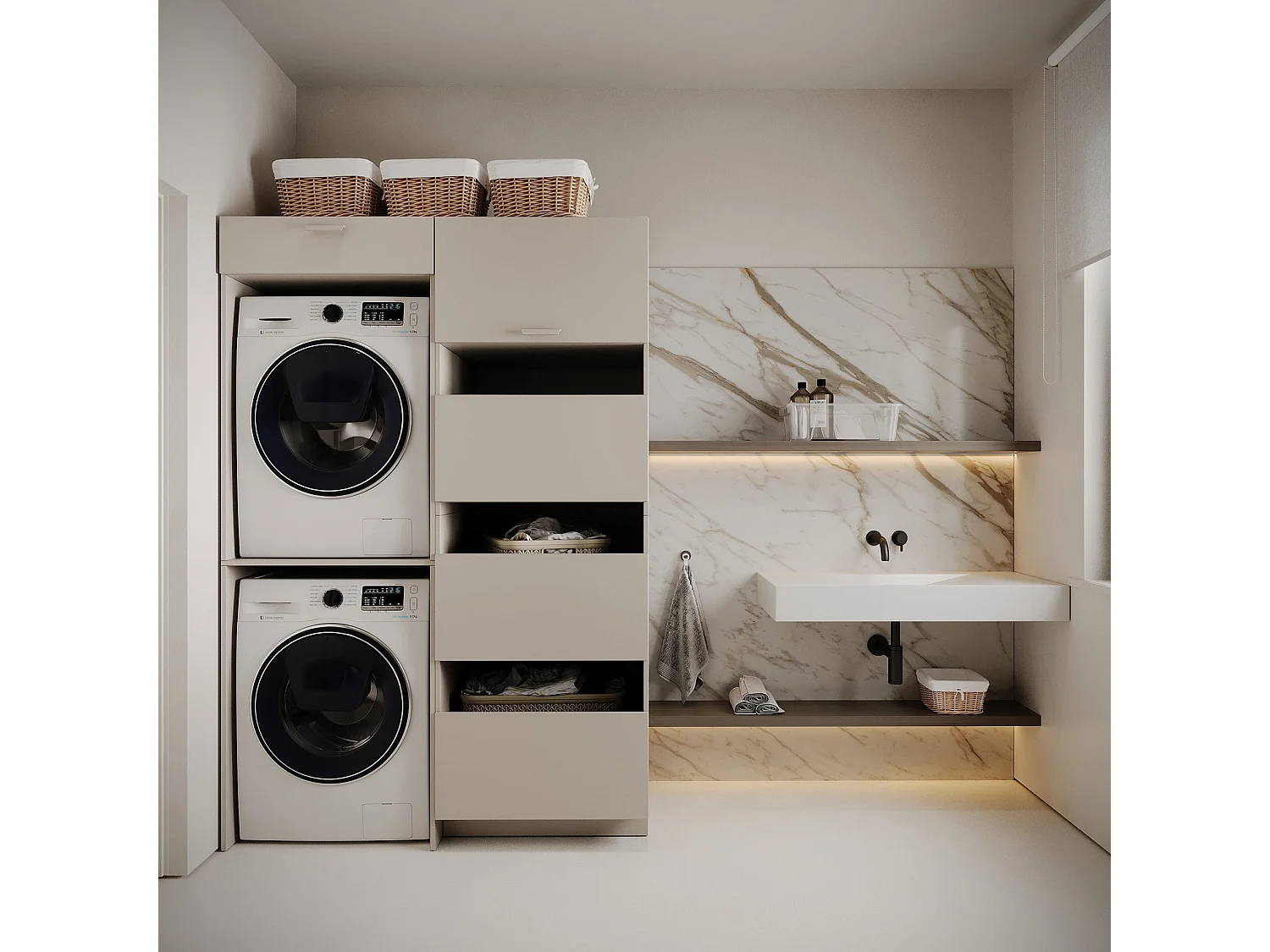 Waschmaschinen-Überbauschrank 68 cm – für 1 Gerät – Kaschmirgrau – HOLV