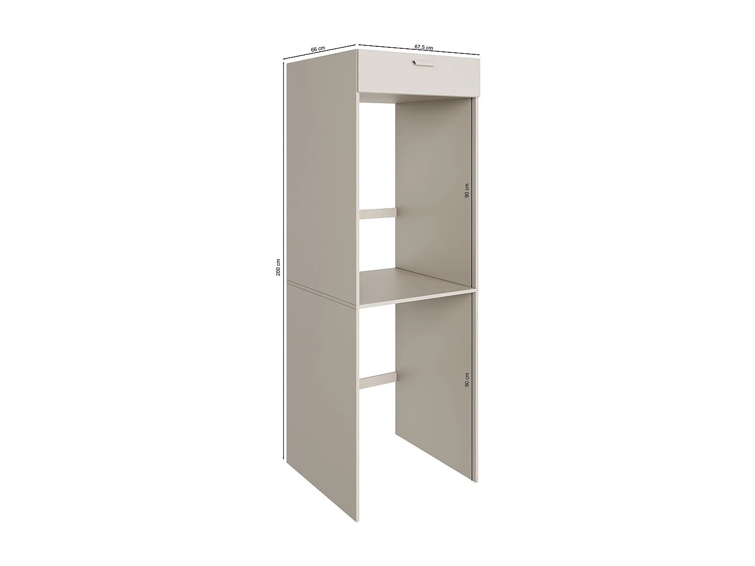 Waschmaschinen-Überbauschrank 68 cm – für 1 Gerät – Kaschmirgrau – HOLV