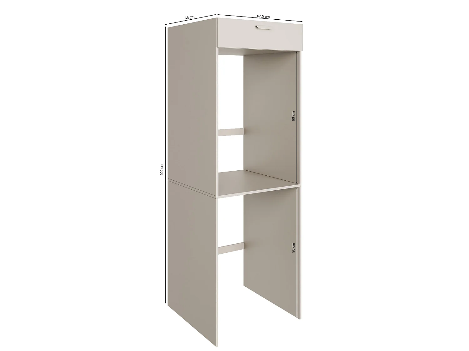 Wasmachinekast 68 cm voor 1 apparaat – Kasjmiergrij – HOLV