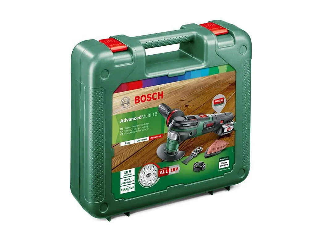 Bosch AdvancedMulti 18V kabelloses Multifunktionswerkzeug mit 2,5Ah Akku, Ladegerät und Zubehörset