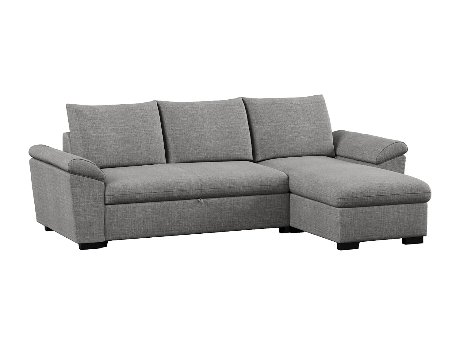 Canapé-Lit 3 Places BUDWING Lorenzo Gris + Méridienne avec Rangement + Accoudoir Type Sieste (248,5 x 157 x 89 cm – Réversible Côté Gauche/Droit)