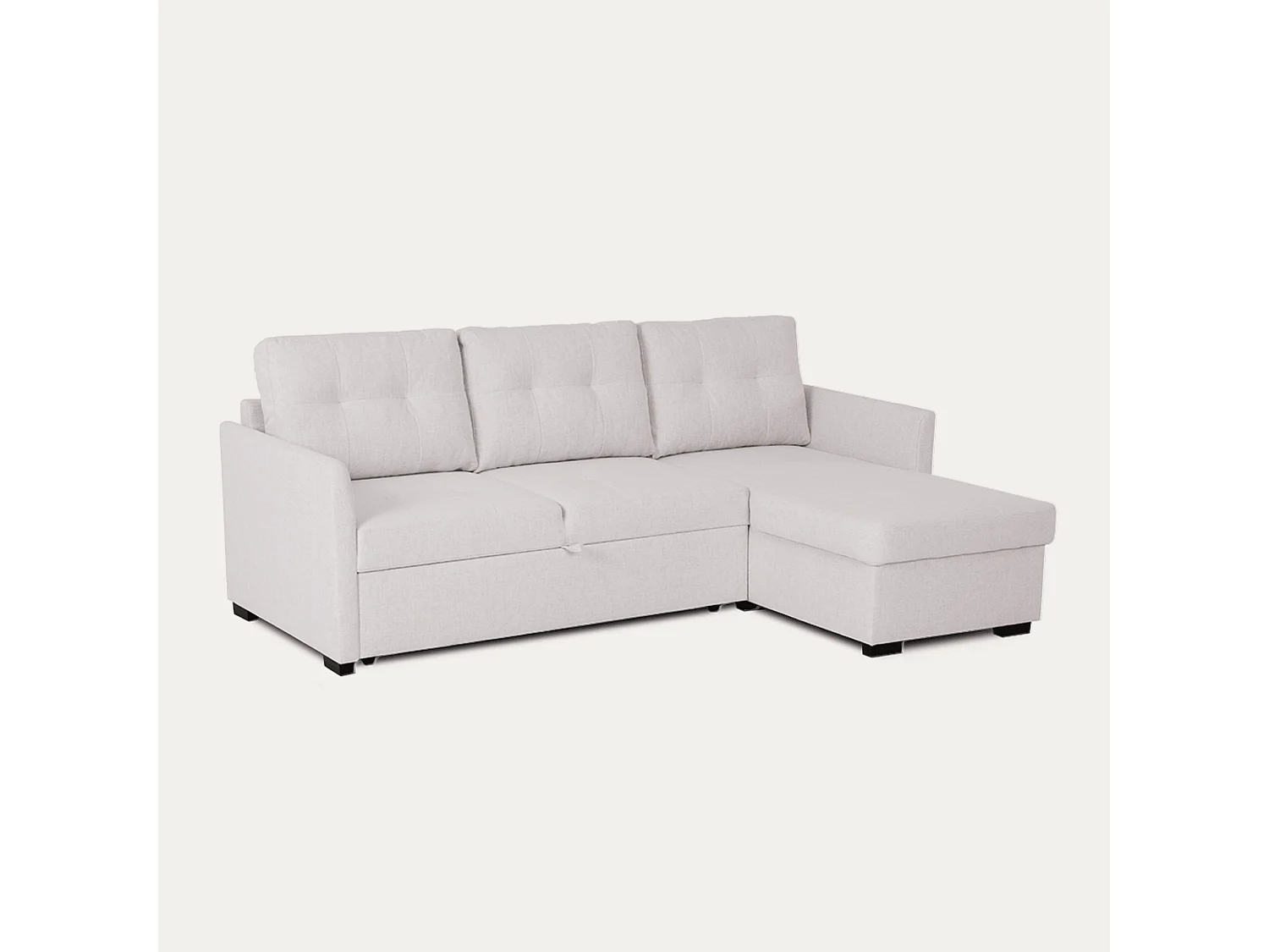 Canapé-Lit 3 Places BUDWING Enzo Beige avec Méridienne Réversible Côté Gauche/Droit (218 x 152 x 88 cm)