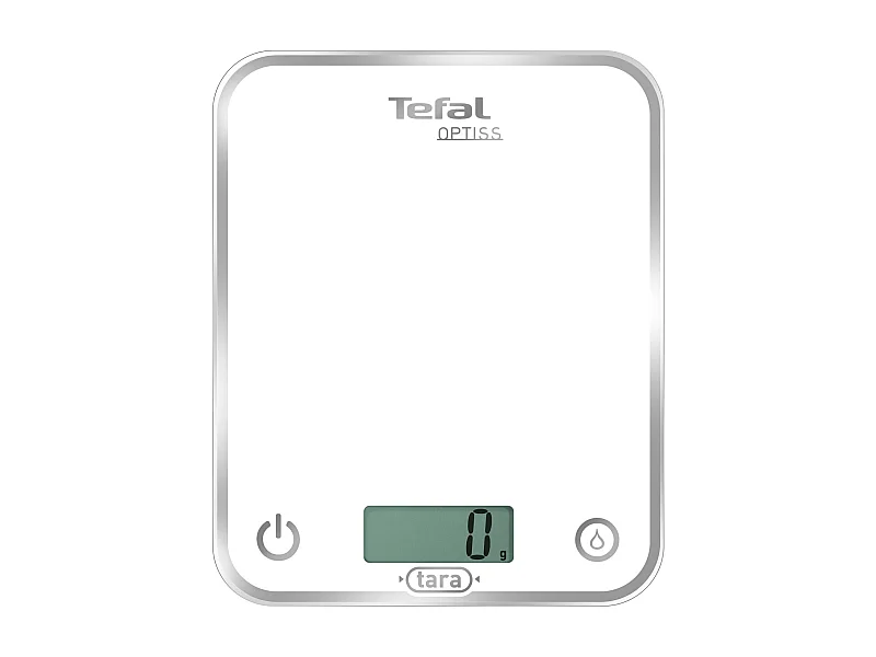 Báscula de Cocina Electrónica Tefal BC5000 5kg Precisión 1g Plataforma de Vidrio Blanco Ultra-Delgada con Almacenamiento en Pared