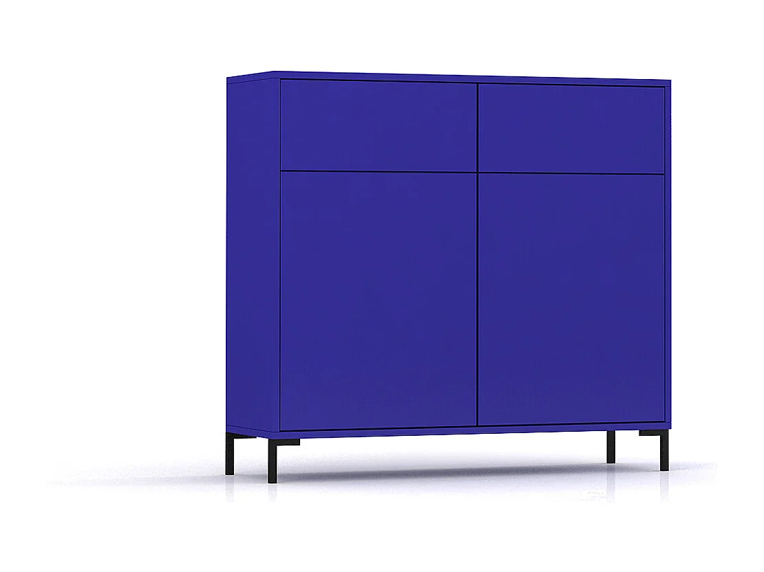 Aparador con 2 cajones y 2 puertas en melamina azul prusia