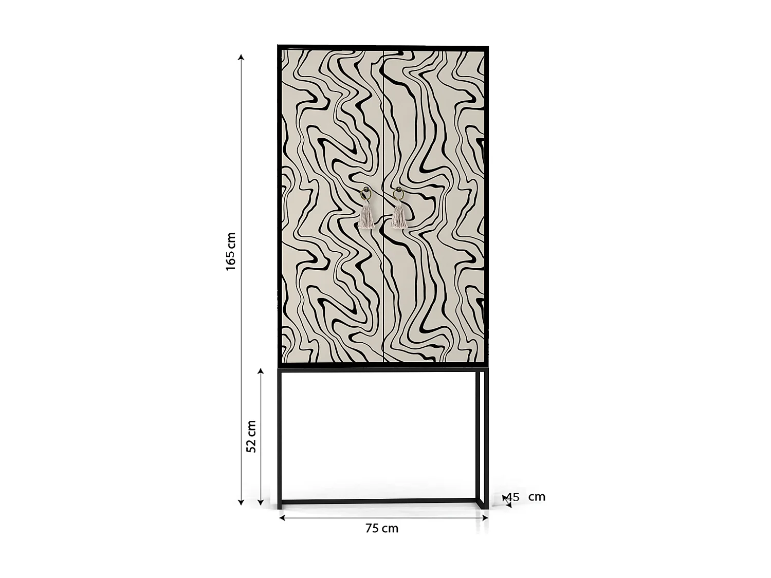 Buffetkast met 2 deuren in bedrukt MDF