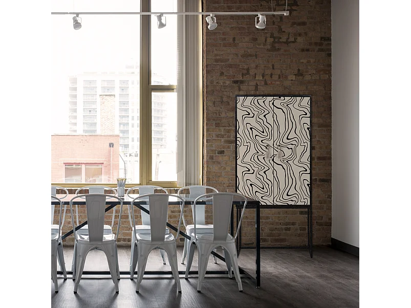 Buffetkast met 2 deuren in bedrukt MDF