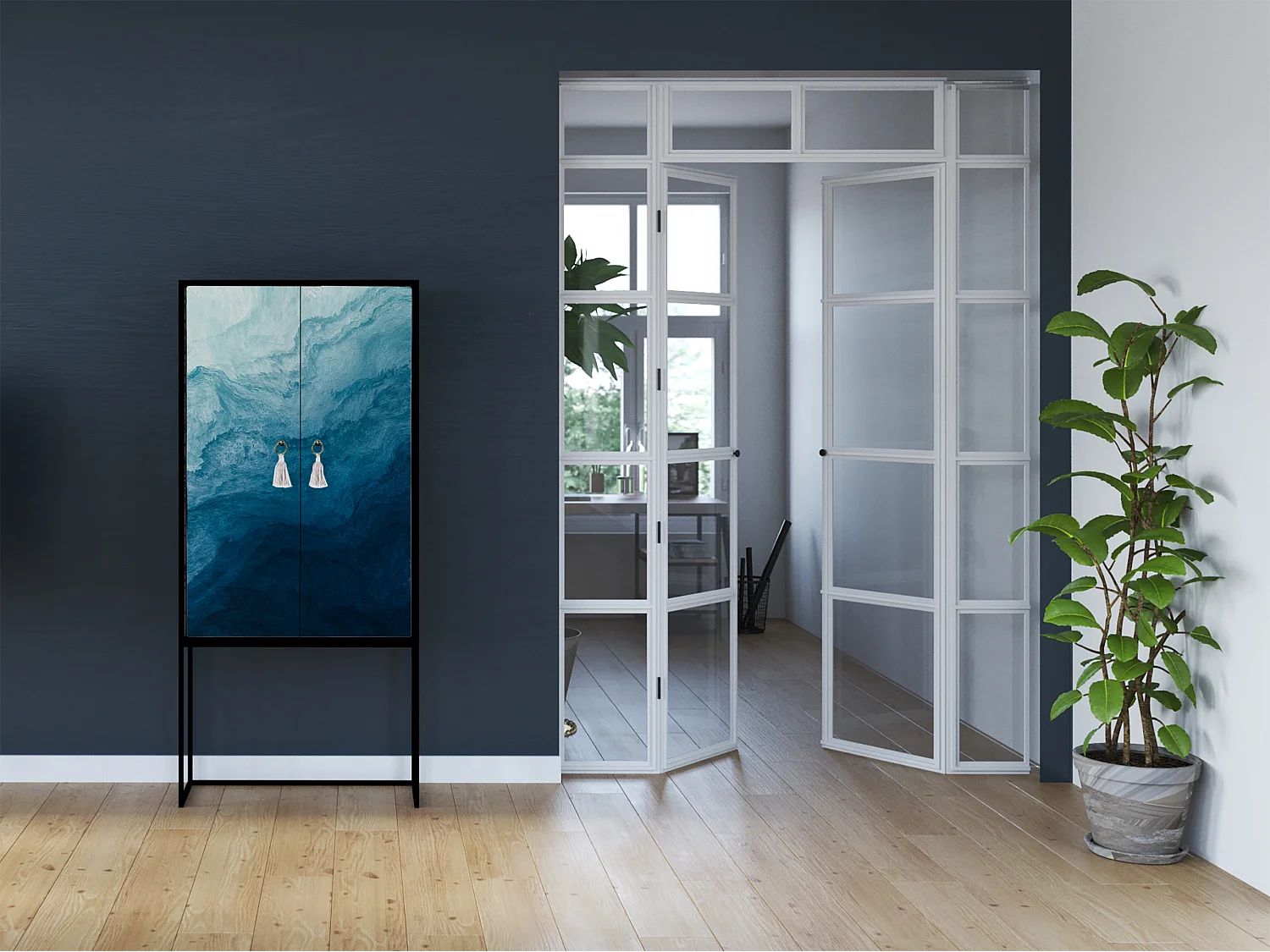 Buffetkast met 2 deuren in bedrukt MDF