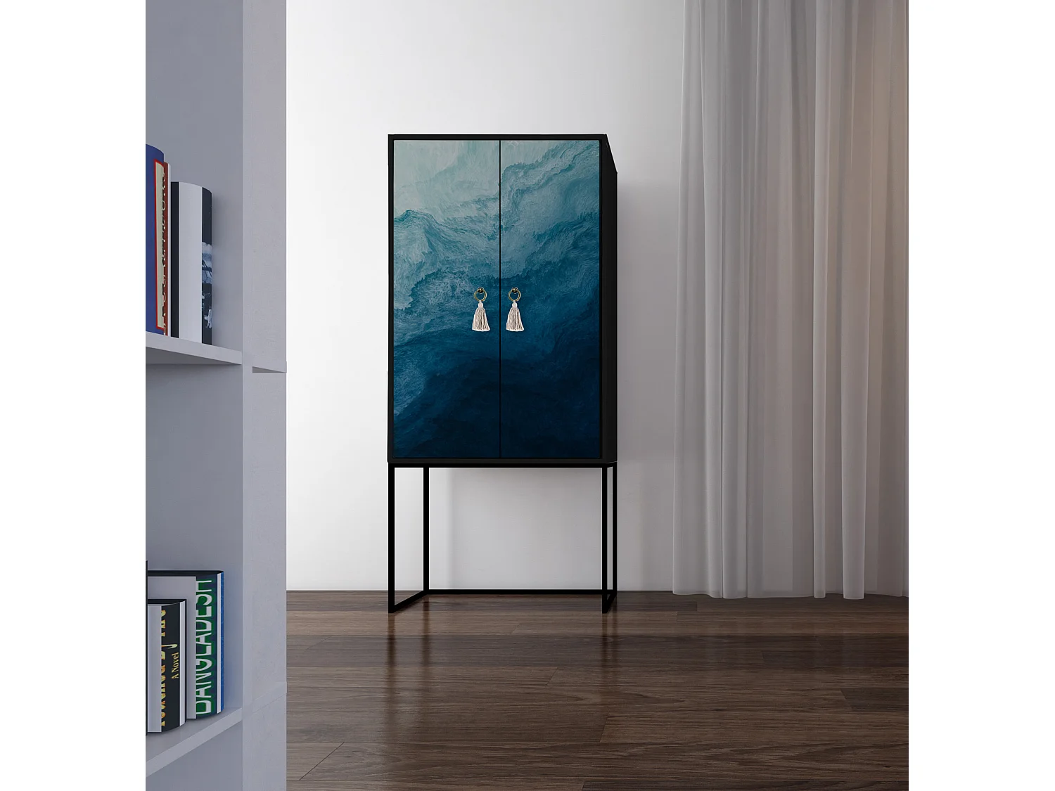 Buffetkast met 2 deuren in bedrukt MDF