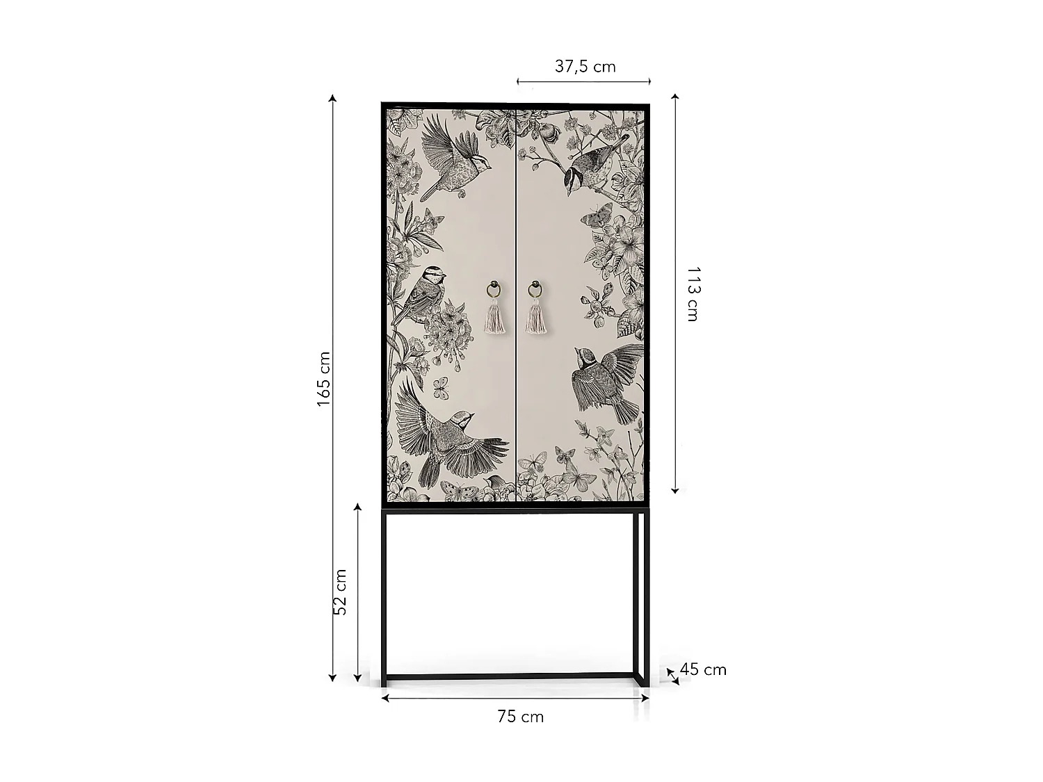 Buffetkast met 2 deuren in bedrukt MDF