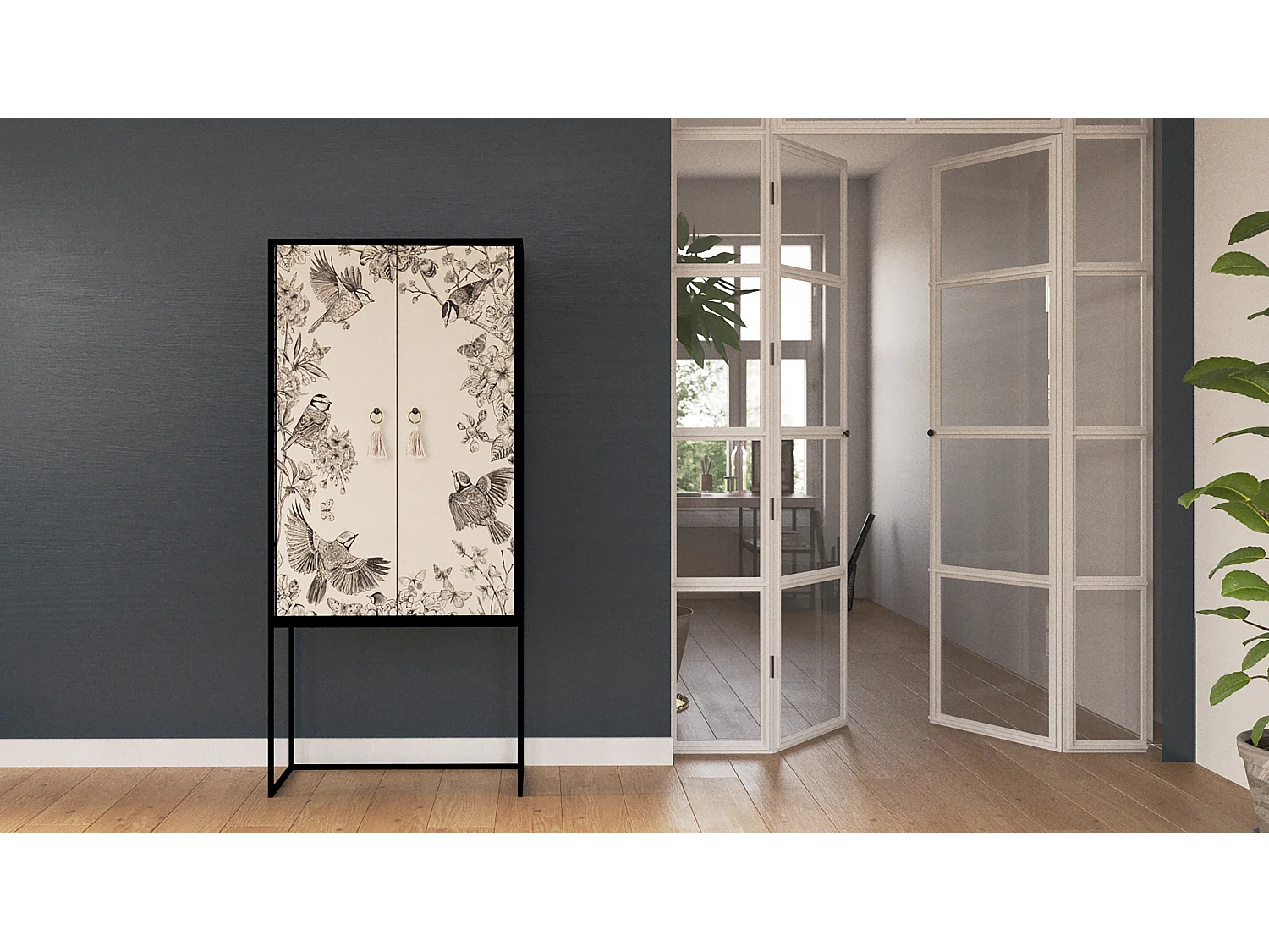 Buffetkast met 2 deuren in bedrukt MDF