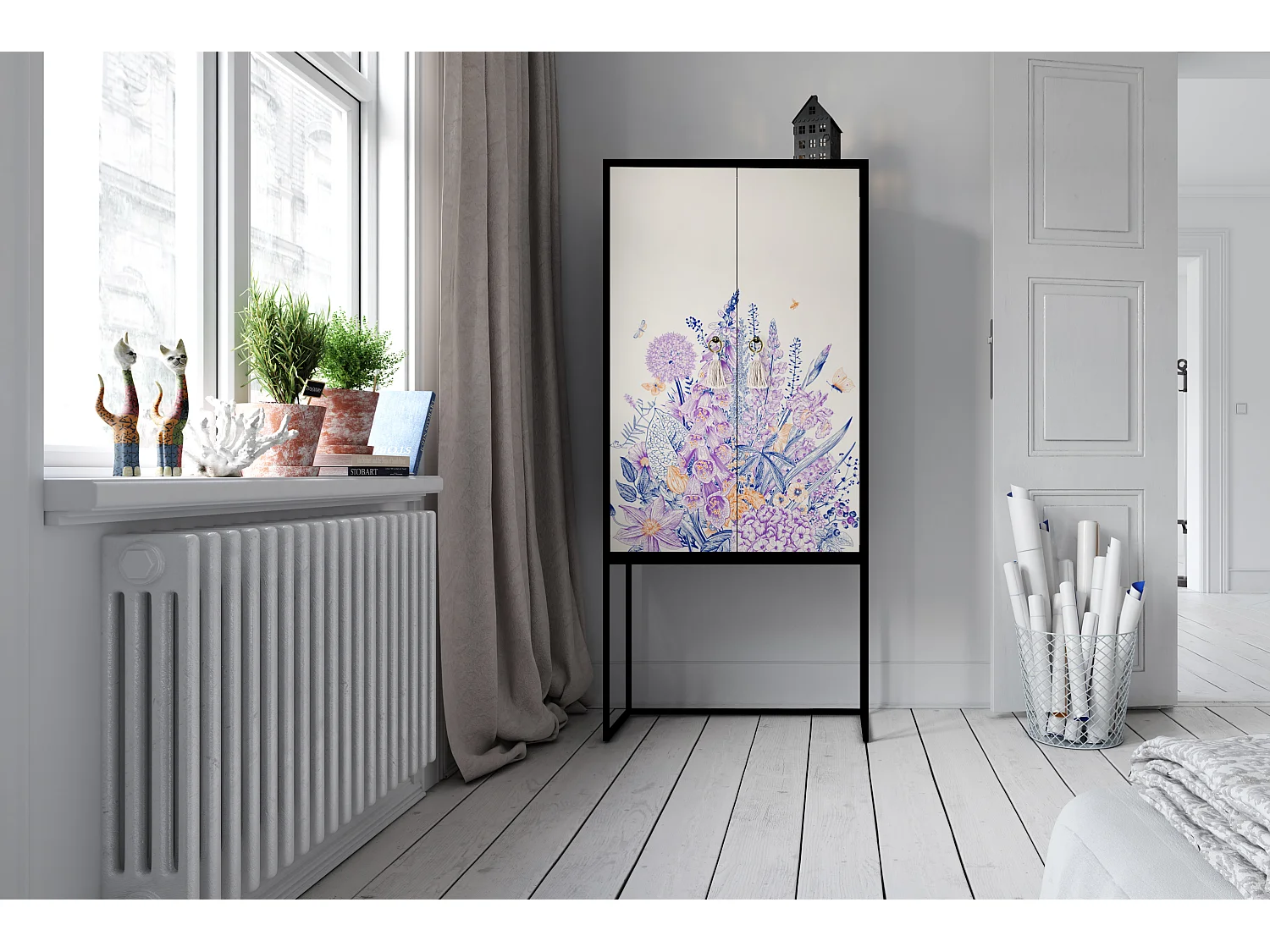 Buffetkast met 2 deuren in bedrukt MDF