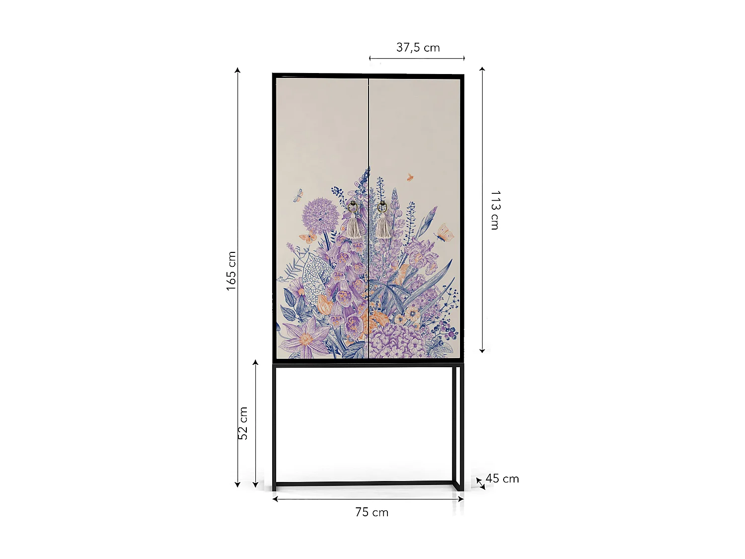 Buffetkast met 2 deuren in bedrukt MDF
