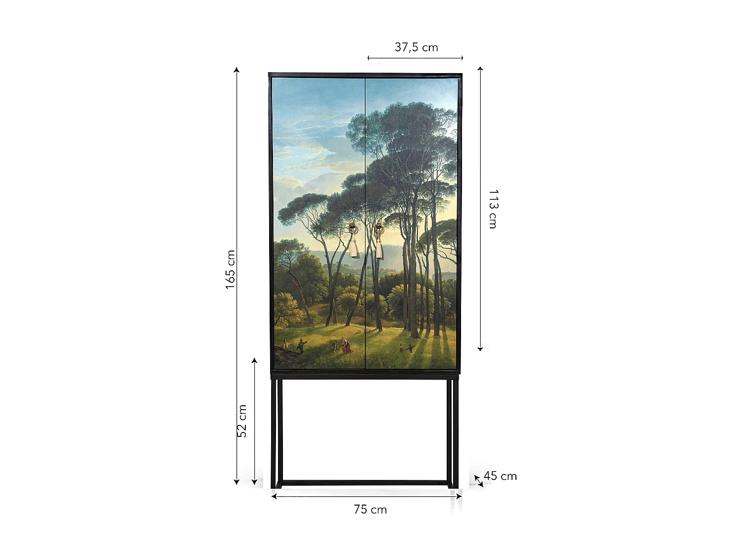 Buffetkast met 2 deuren in bedrukt MDF