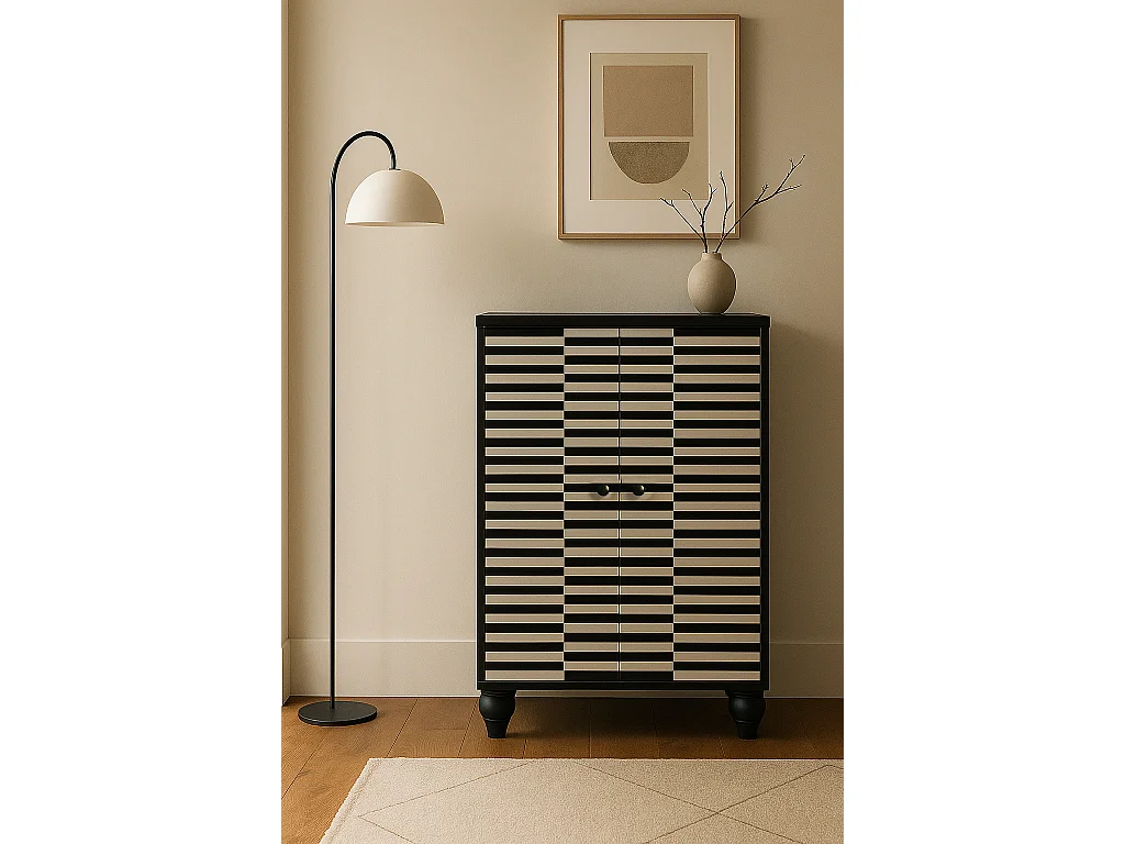 Buffet 2 portes en MDF mélaminé avec charnières à fermeture amortie