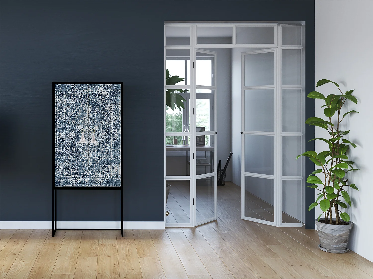 Buffetkast met 2 deuren in bedrukt MDF