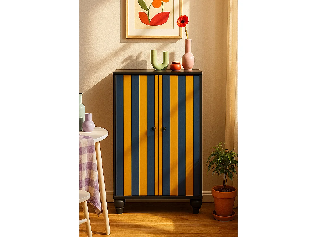 Buffet 2 portes en MDF mélaminé avec charnières à fermeture amortie