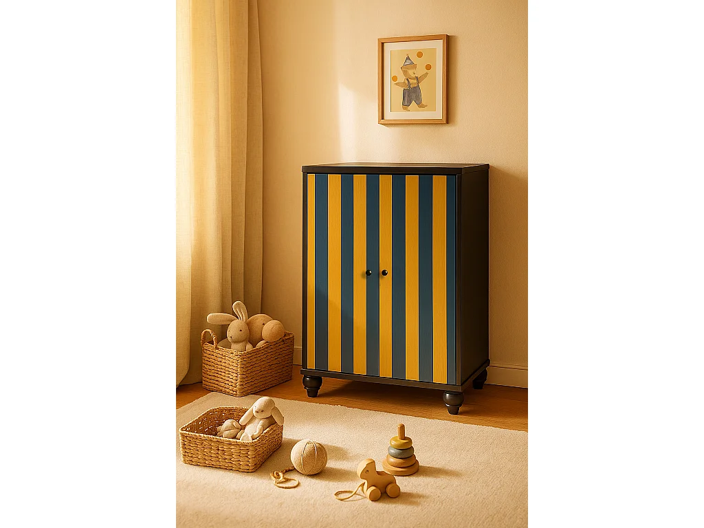 Buffet 2 portes en MDF mélaminé avec charnières à fermeture amortie