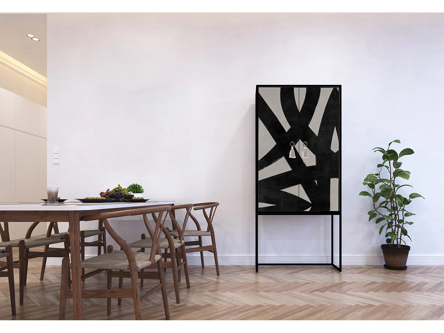 Buffetkast met 2 deuren in bedrukt MDF