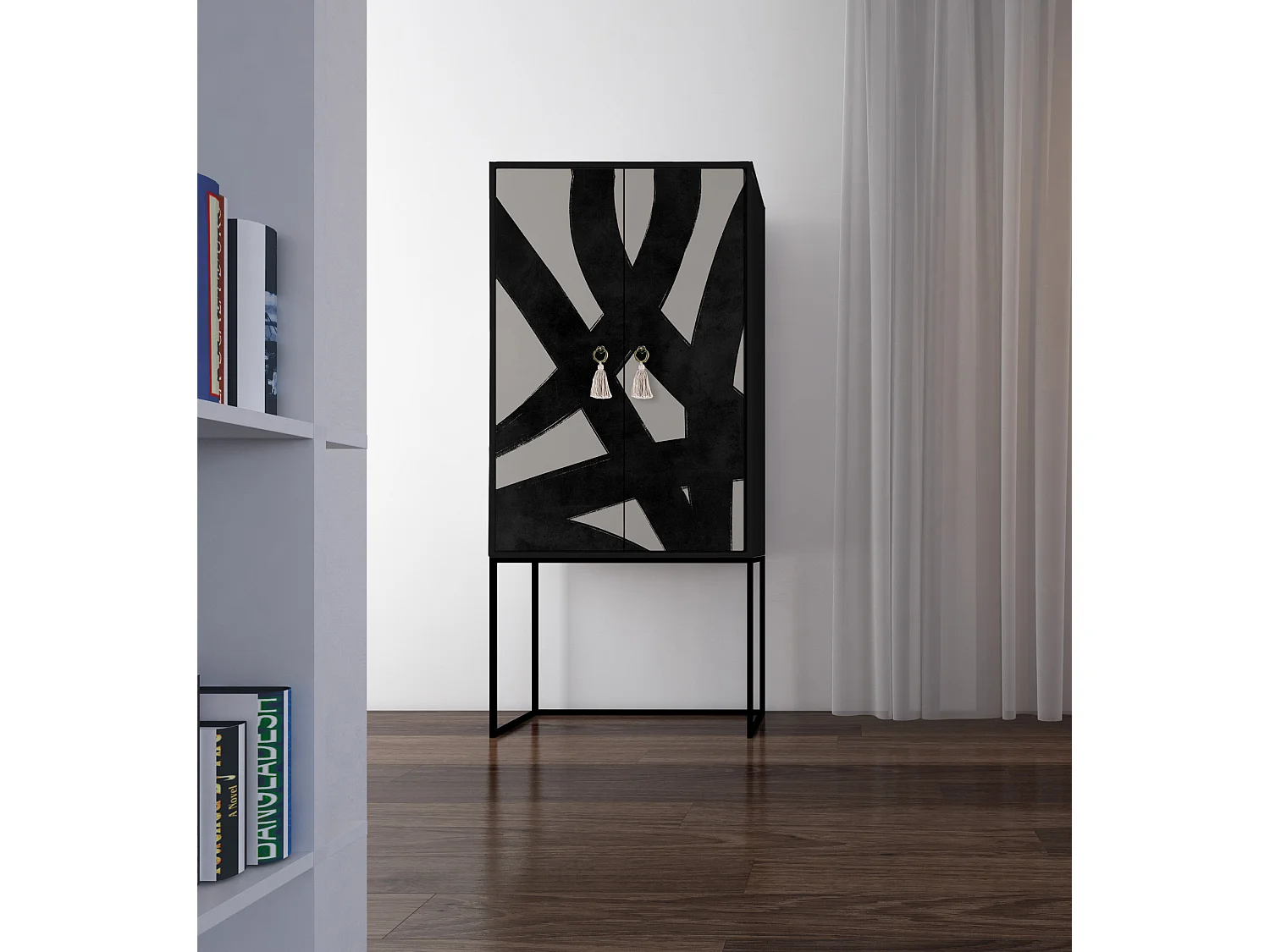 Buffetkast met 2 deuren in bedrukt MDF