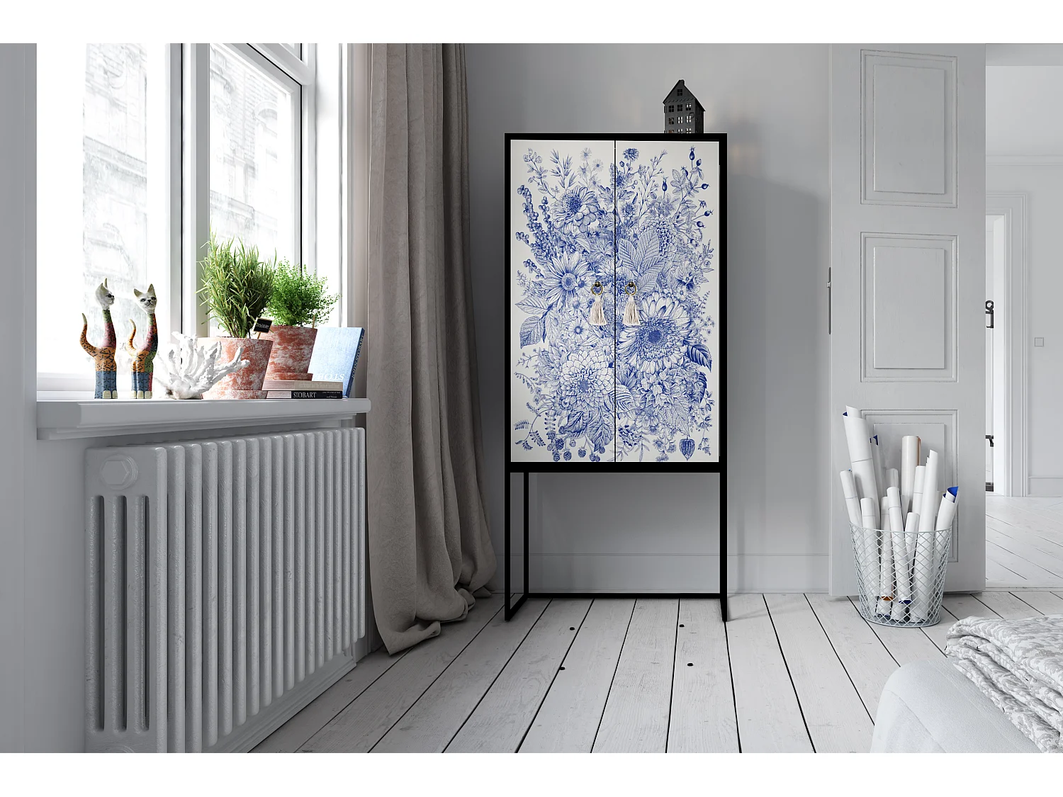 Buffetkast met 2 deuren in bedrukt MDF