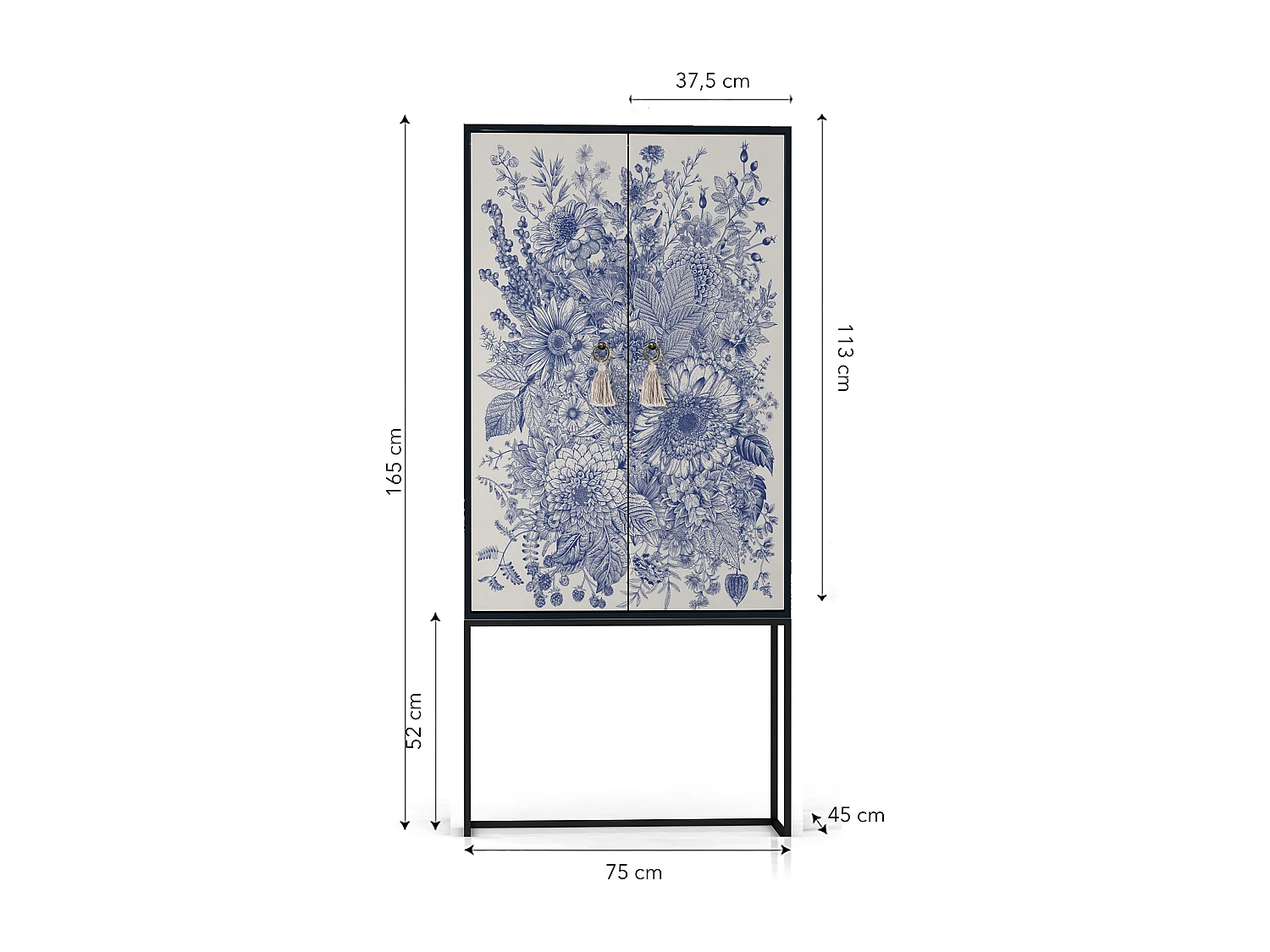 Buffetkast met 2 deuren in bedrukt MDF