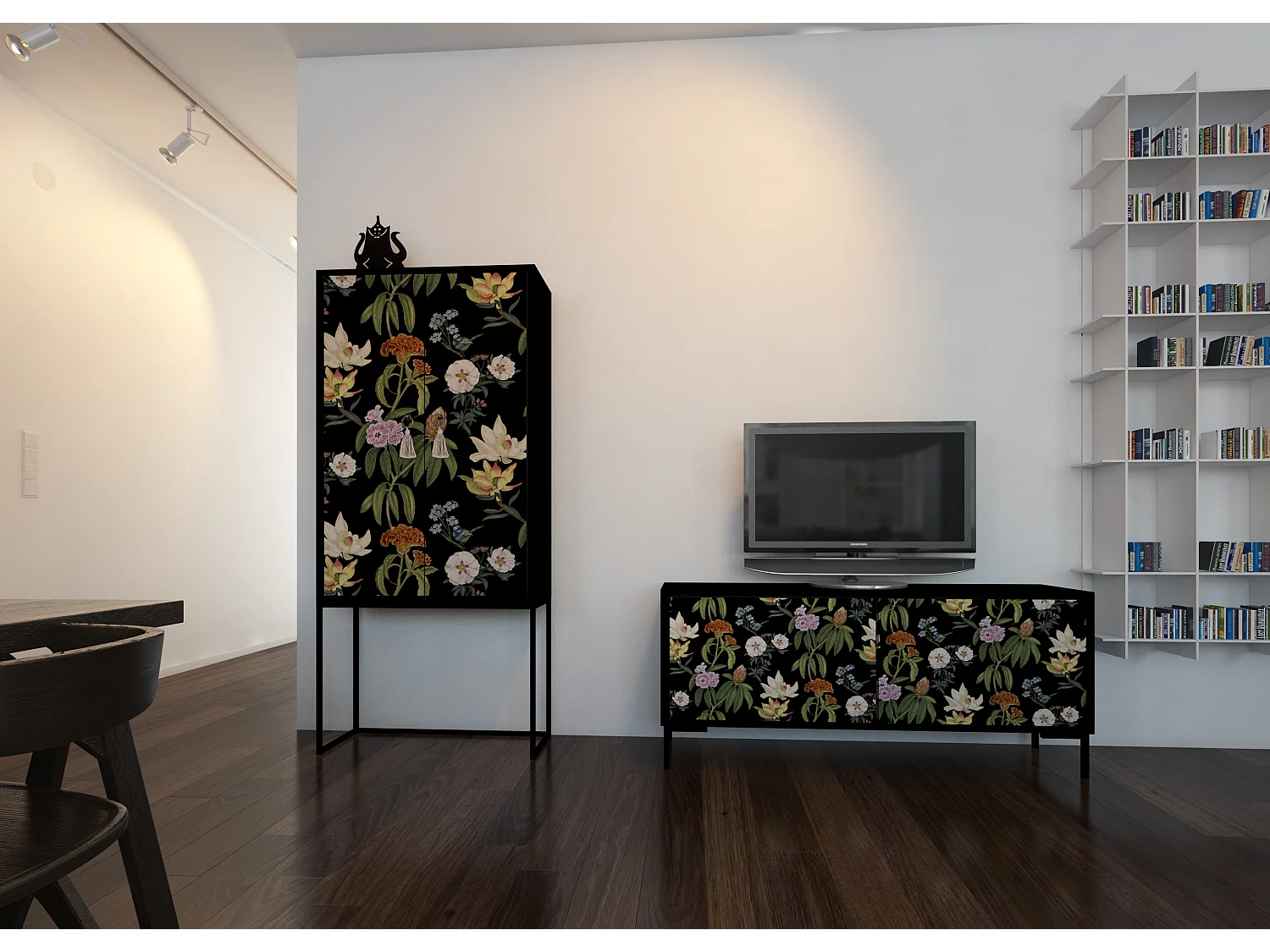 Buffetkast met 2 deuren in bedrukt MDF