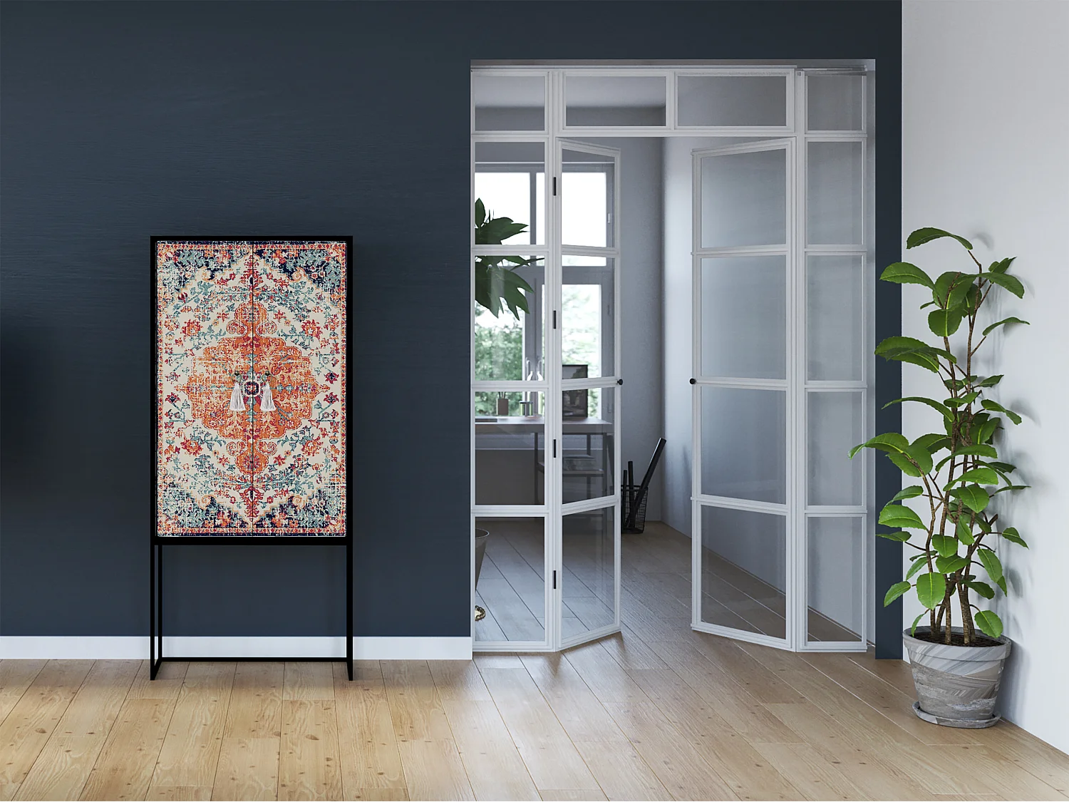 Buffetkast met 2 deuren in bedrukt MDF