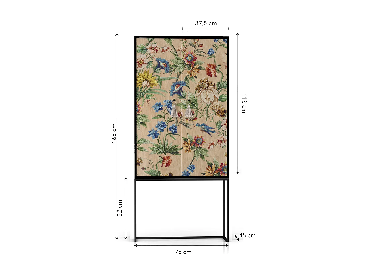 Buffetkast met 2 deuren in bedrukt MDF