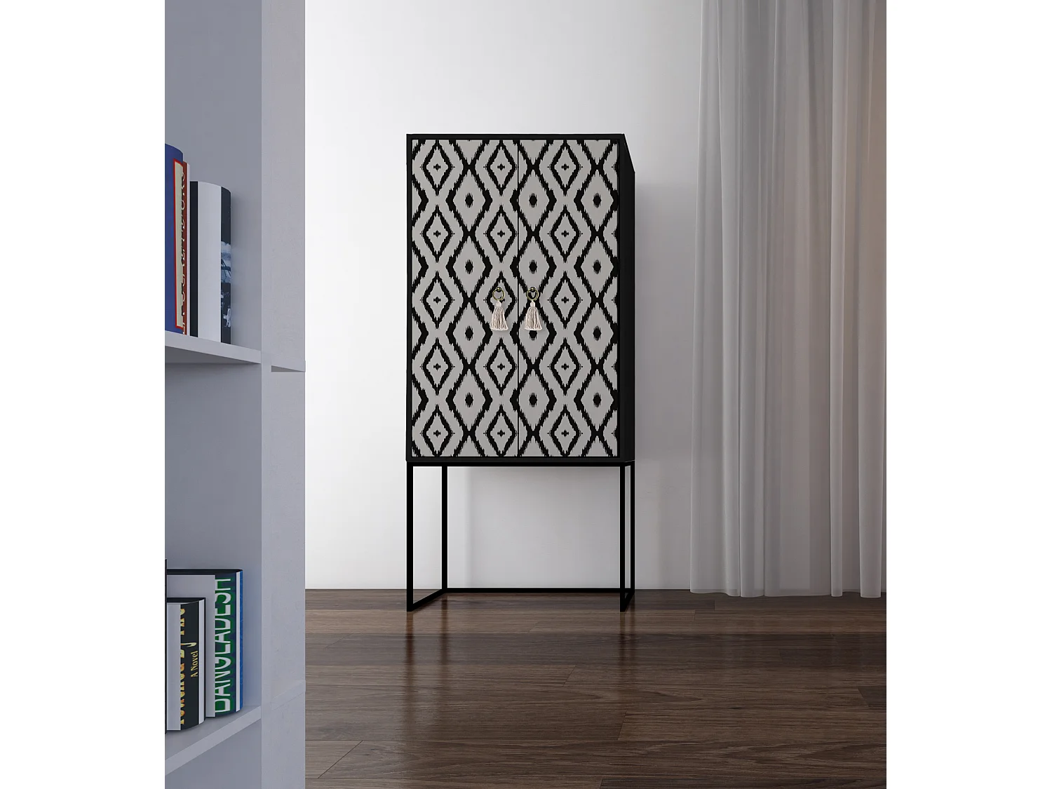 Buffetkast met 2 deuren in bedrukt MDF