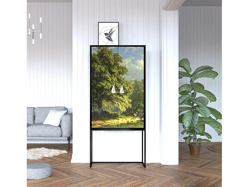 Buffetkast met 2 deuren in bedrukt MDF