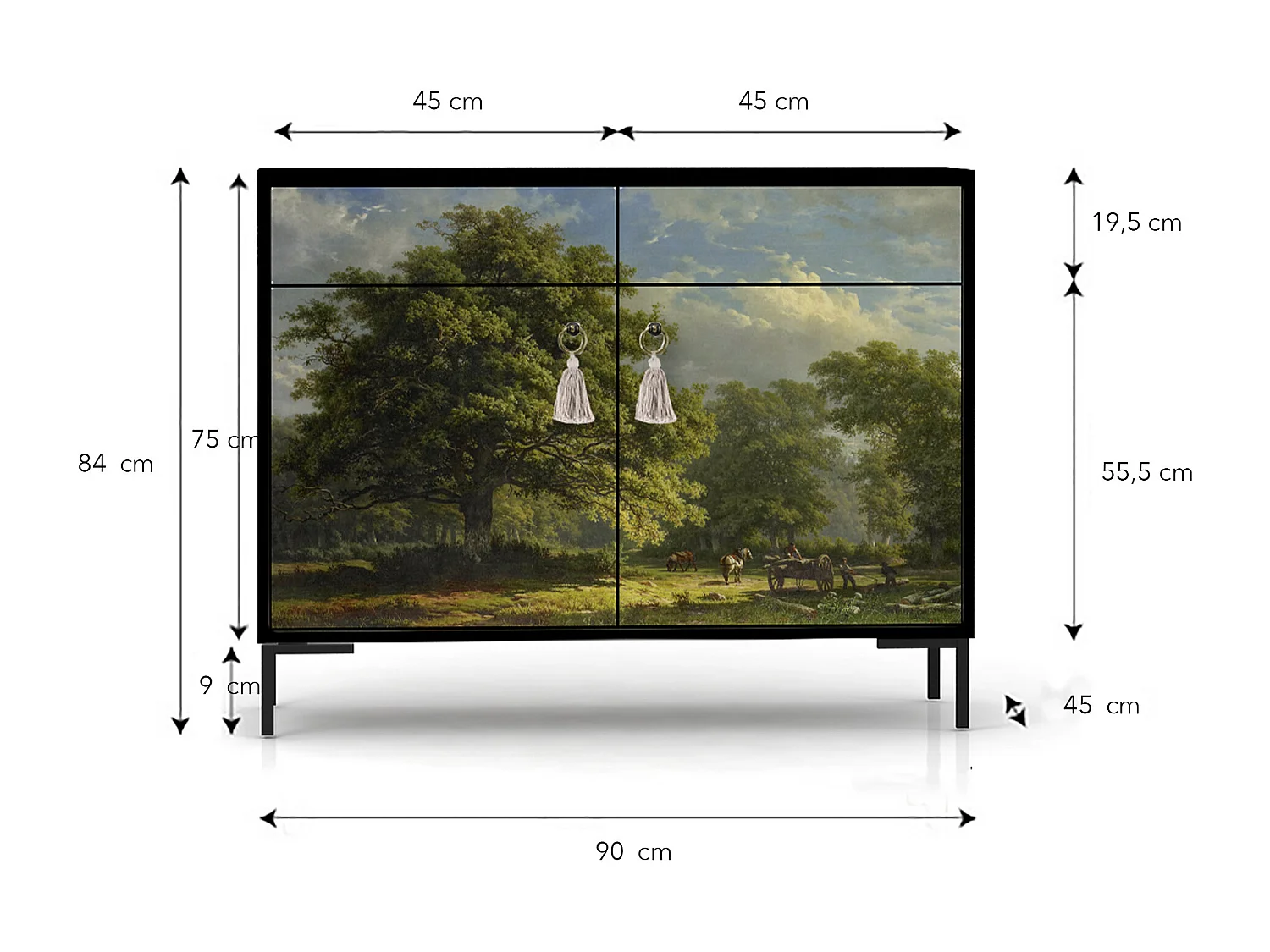 Schrank-Sideboard mit 2 Türen und 2 Schubladen aus MDF