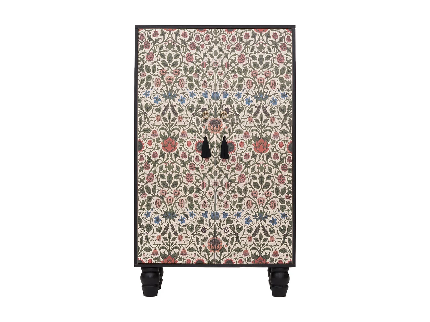 Armario aparador de MDF estampado floral sobre fondo negro