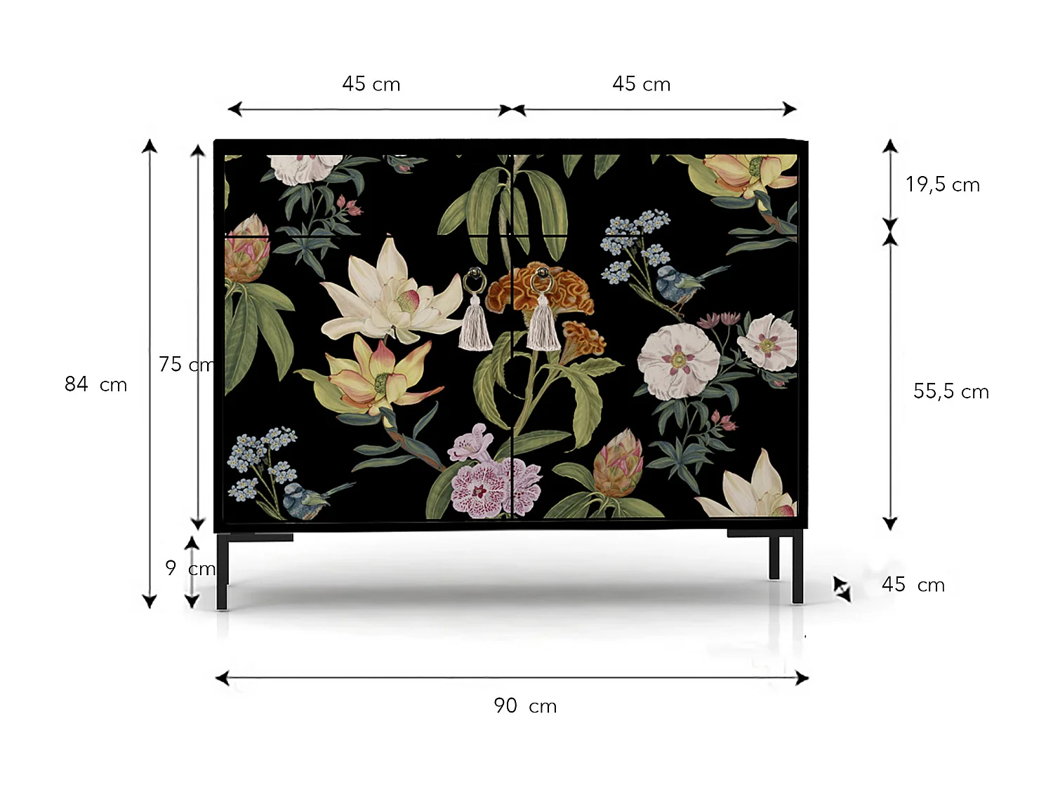 Schrank-Sideboard mit 2 Türen und 2 Schubladen aus MDF