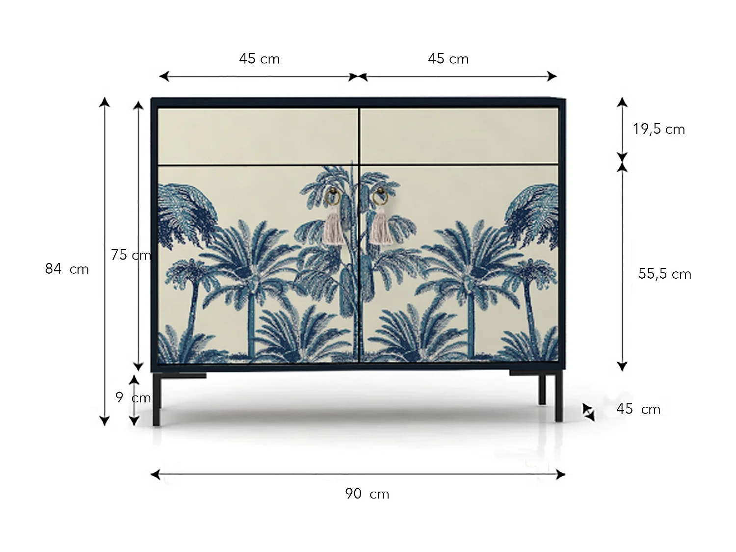 Schrank-Sideboard mit 2 Türen und 2 Schubladen aus MDF