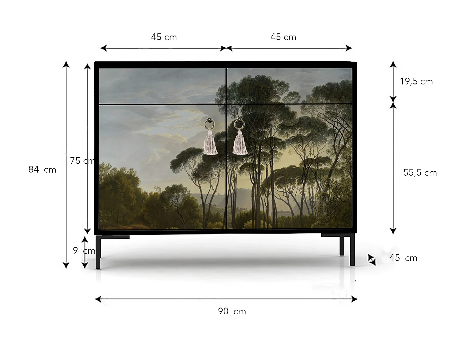 Schrank-Sideboard mit 2 Türen und 2 Schubladen aus MDF