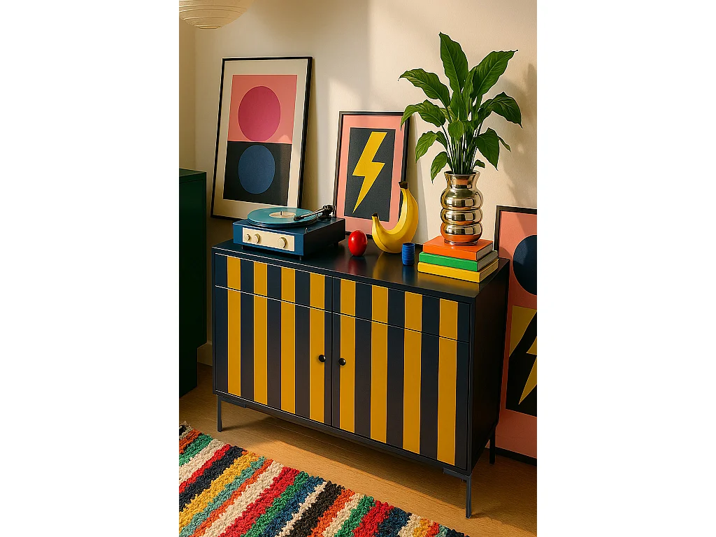 Schrank-Sideboard mit 2 Türen und 2 Schubladen aus MDF