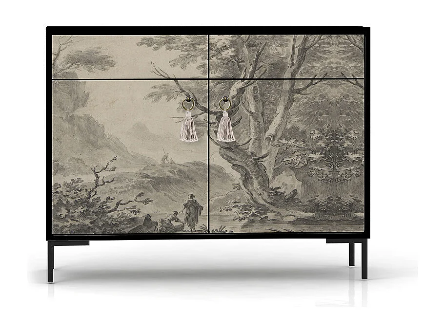 Schrank-Sideboard mit 2 Türen und 2 Schubladen aus MDF