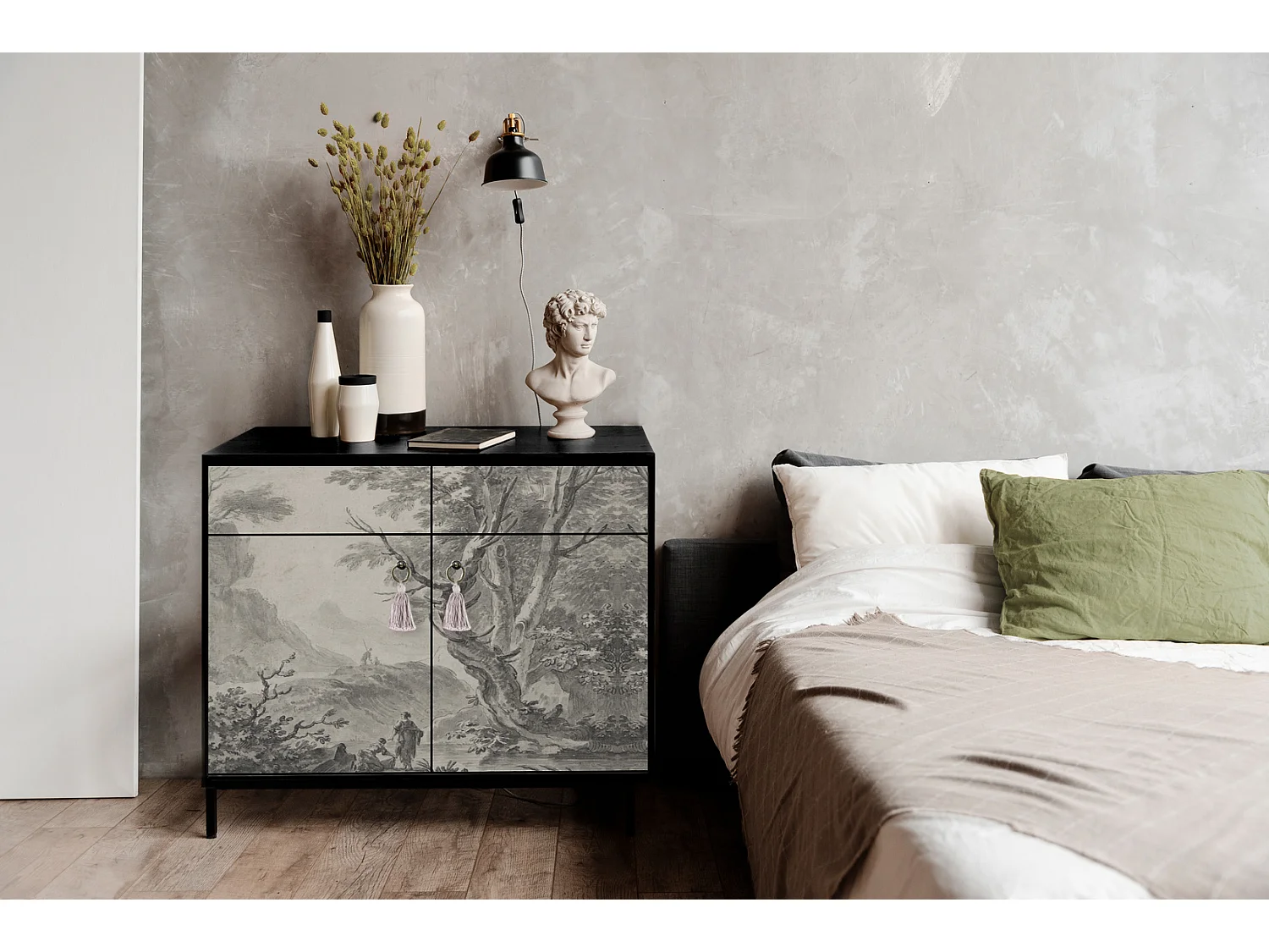 Schrank-Sideboard mit 2 Türen und 2 Schubladen aus MDF