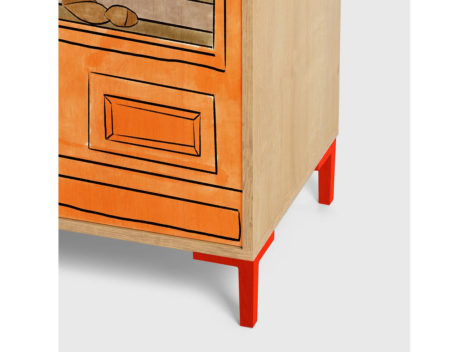 Cómoda 2 puertas 2 cajones color roble y estampado tienda