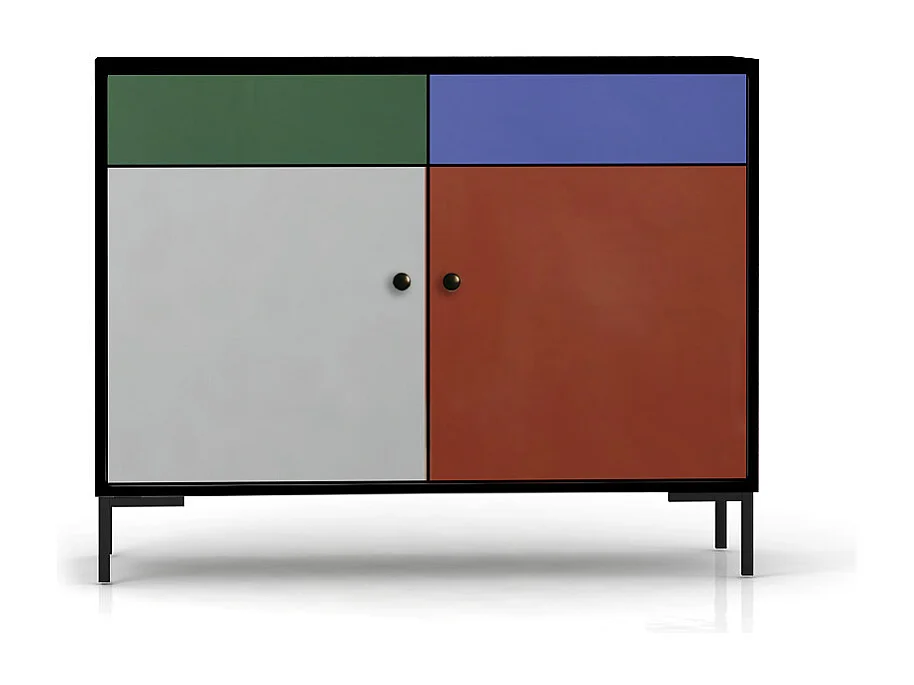 Schrank-Sideboard mit 2 Türen und 2 Schubladen aus MDF