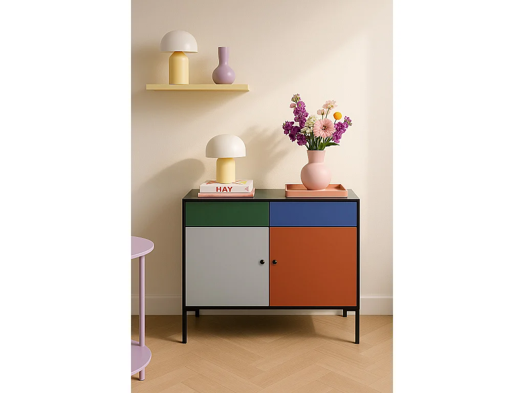 Schrank-Sideboard mit 2 Türen und 2 Schubladen aus MDF