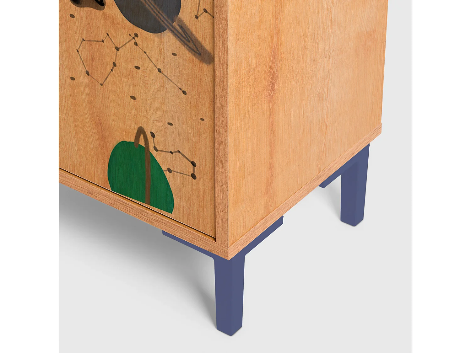 Cómoda 2 puertas 2 cajones color roble estampado espacio