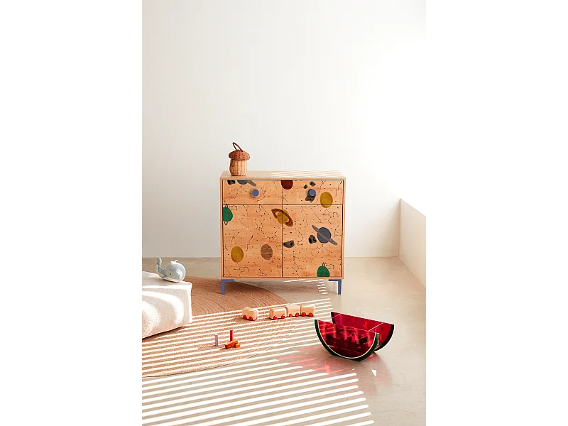 Commode 2 deuren 2 laden kleur eiken ruimteprint