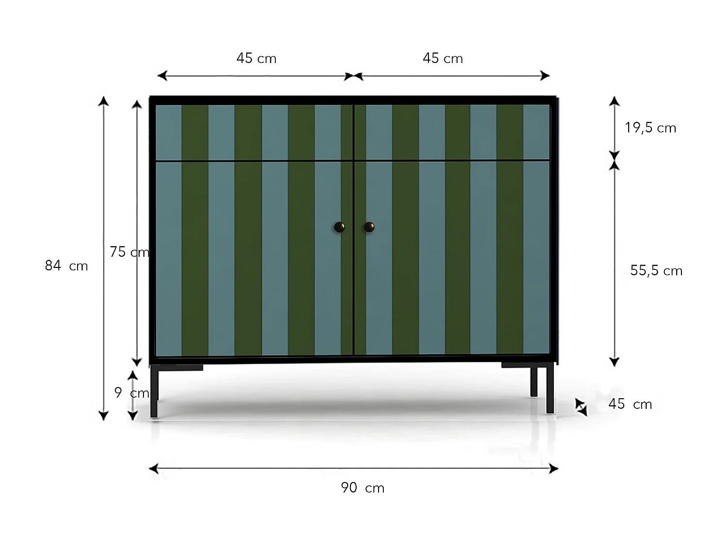 Schrank-Sideboard mit 2 Türen und 2 Schubladen aus MDF