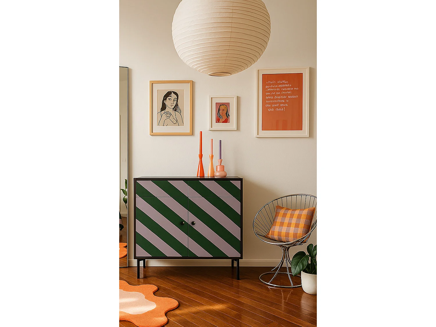 Schrank-Sideboard mit 2 Türen und 2 Schubladen aus MDF