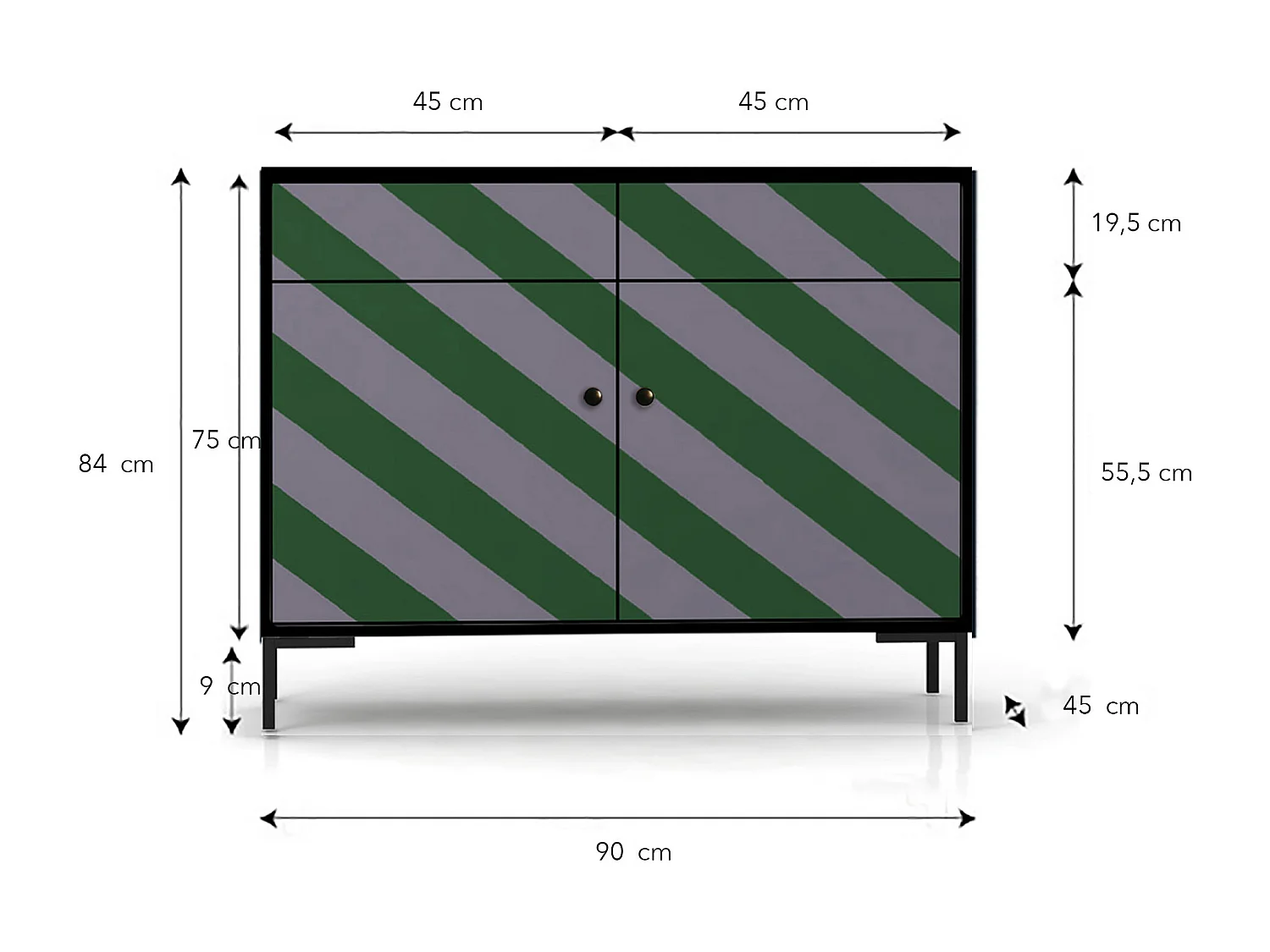 Schrank-Sideboard mit 2 Türen und 2 Schubladen aus MDF