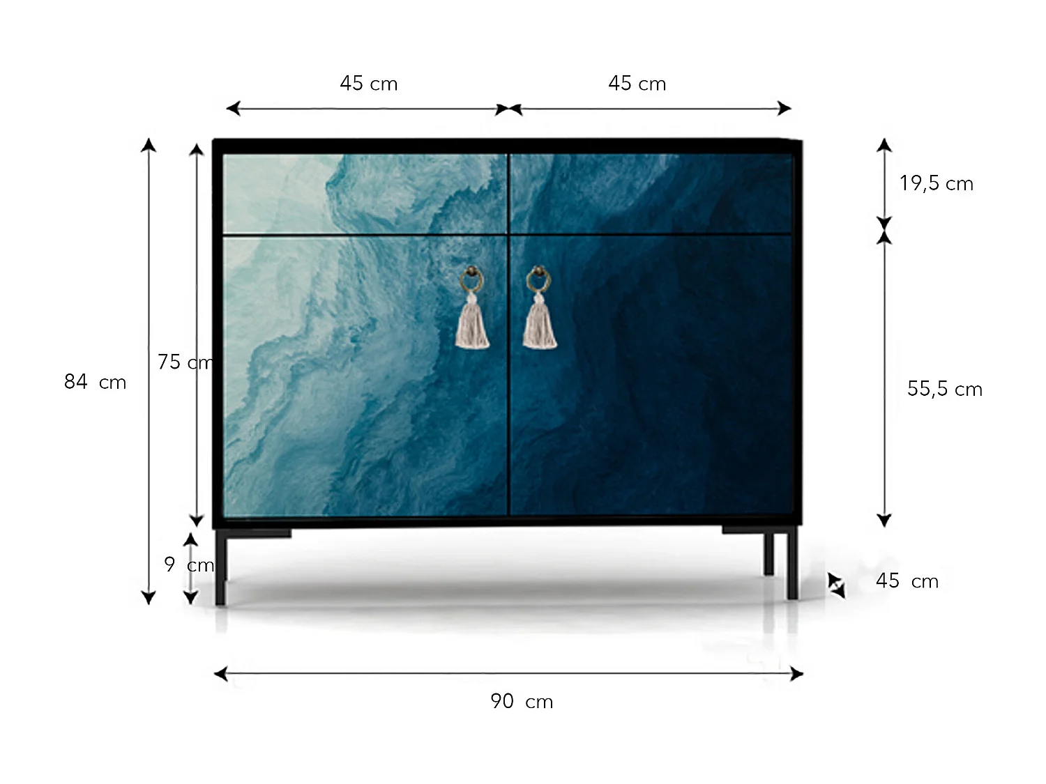 Schrank-Sideboard mit 2 Türen und 2 Schubladen aus MDF