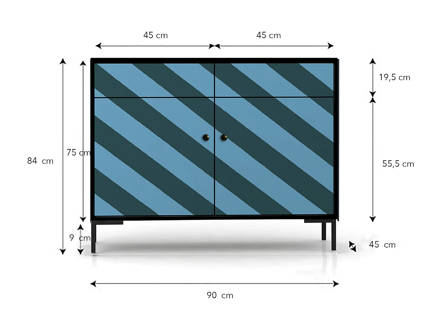 Schrank-Sideboard mit 2 Türen und 2 Schubladen aus MDF