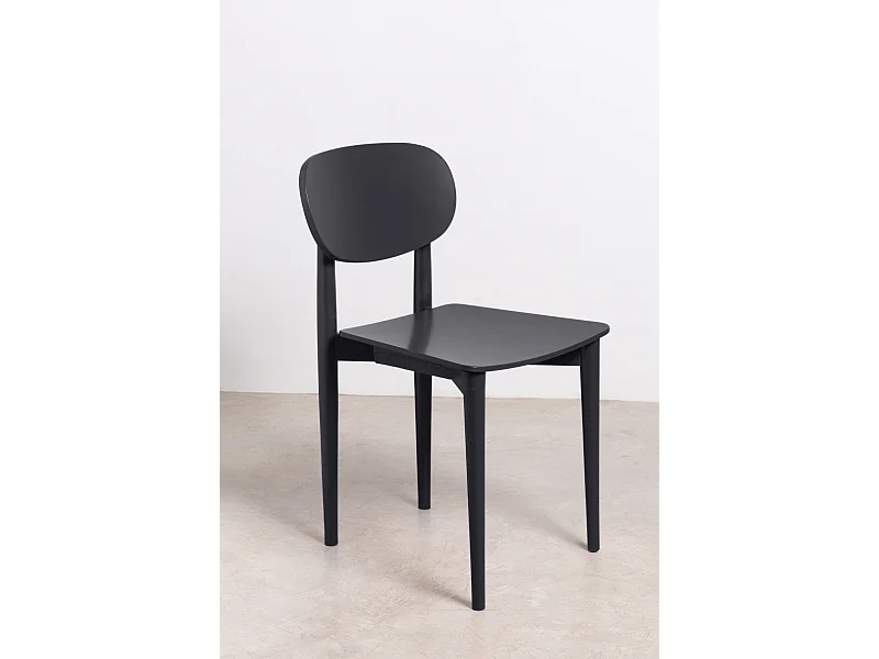 Silla madera haya maciza Negro SANDRO